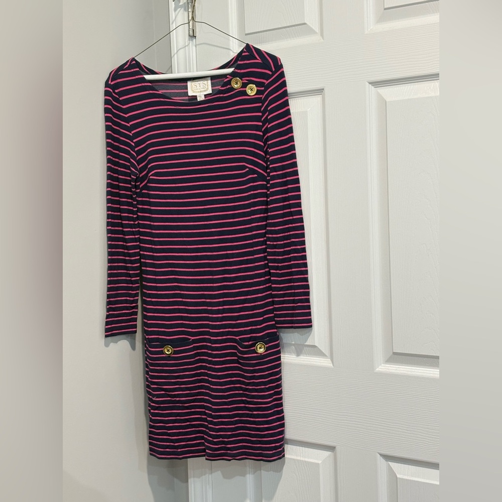 Sail to Sable STS Womens Dress XS Blue Pink Stripe Decorative